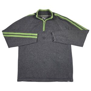 Eddie Bauer Mens TL Gray Green Stripe 1/4 Zip Pullover Sweater Outdoors Hiking